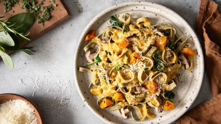Butternut Squash with Spinach Noodles